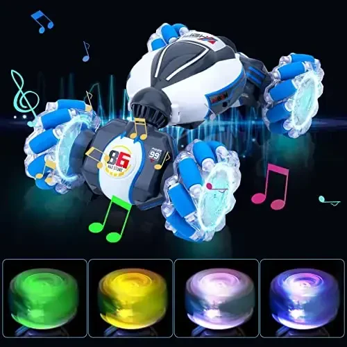 Fosgoit Gesture Sensing RC Stunt Car, Toys for Boys Girls 6-12 Year Old 4WD Remote Control Car 360° Rotate Transform Off-Road Drift RC Toy with Lights Music, 2.4Ghz Hand Control Birthday Xmas Gifts - 6