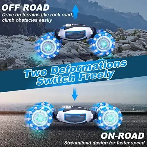 Fosgoit Ishora sezgir RC Stunt Car, O'g'il qizlar uchun o'yinchoqlar 6-12 yoshli 4WD Masofadan boshqarish mashinasi 360° Aylanuvchi Transform Off-Road Drift RC O'yinchoq chiroqlar Musiqa, 2.4Ghz Qo'lda boshqarish Tug'ilgan kun Rojdestvo sovg'alari - FOSGOIT (1)