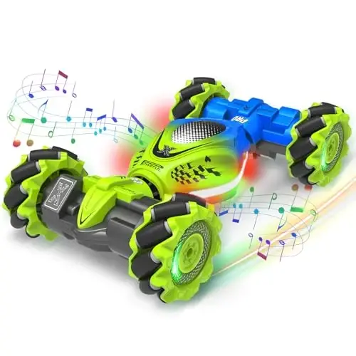 Fosgoit Gesture RC Car, 2.4GHz 4WD Gesture Sensing RC Stunt Car Toys for 6-12 Years Old Boys Girls, Hand Controlled Remote Drift Twist Offroad 360° Rotation with Lights Music for Birthday Gifts 