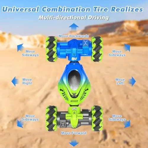 Fosgoit Gesture RC Car, 2.4GHz 4WD Gesture Sensing RC Stunt Car Toys for 6-12 Years Old Boys Girls, Hand Controlled Remote Drift Twist Offroad 360° Rotation with Lights Music for Birthday Gifts - 4
