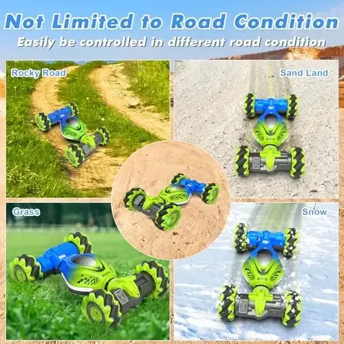 Fosgoit Gesture RC Car, 2.4GHz 4WD Gesture Sensing RC Stunt Car Toys for 6-12 Years Old Boys Girls, Hand Controlled Remote Drift Twist Offroad 360° Rotation with Lights Music for Birthday Gifts - 6