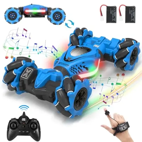 Fosgoit RC Car Gesture Sensing RC Stunt Car, Toys for Boys Girls 6-12, Best Gifts for Kids Boys 6 7 8 9 10 11 12 Years Old, 2.4GHz 4WD RC Cars Off-Road 360° Rotate All-Round Drift with Lights Music - FOSGOIT