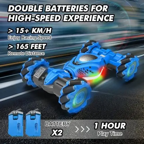 Fosgoit RC Car Gesture Sensing RC Stunt Car, Toys for Boys Girls 6-12, Best Gifts for Kids Boys 6 7 8 9 10 11 12 Years Old, 2.4GHz 4WD RC Cars Off-Road 360° Rotate All-Round Drift with Lights Music - 5