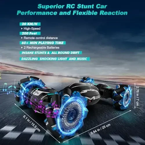 Fosgoit RC Cars, Gesture Sensing Stunt Car Toys for Boys Girls 6-12 Year Old, 2.4Ghz 4WD Hand Remote Control Toy 360° Rotate Transform Off-Road Drift with Lights Music, Birthday Xmas Gifts for Kids - 6