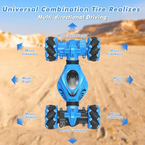 Fosgoit RC-машина с датчиком жестов RC-трюковая машина, Игрушки для мальчиков и девочек 6-12 лет, Лучшие подарки для мальчиков 6 7 8 9 10 11 12 лет, 2.4GHz 4WD RC-машины внедорожник 360° вращение круговой дрифт с подсветкой и музыкой - 5