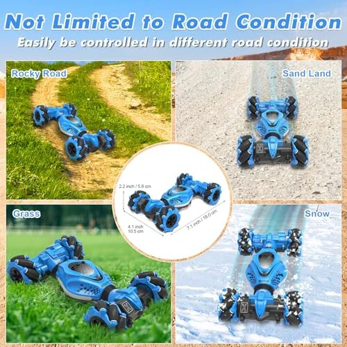 Fosgoit RC-машина с датчиком жестов RC-трюковая машина, Игрушки для мальчиков и девочек 6-12 лет, Лучшие подарки для мальчиков 6 7 8 9 10 11 12 лет, 2.4GHz 4WD RC-машины внедорожник 360° вращение круговой дрифт с подсветкой и музыкой - 6