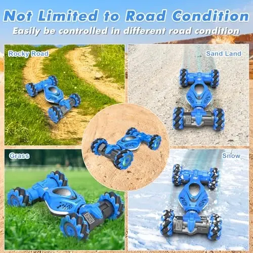 Fosgoit RC-машина с датчиком жестов RC-трюковая машина, Игрушки для мальчиков и девочек 6-12 лет, Лучшие подарки для мальчиков 6 7 8 9 10 11 12 лет, 2.4GHz 4WD RC-машины внедорожник 360° вращение круговой дрифт с подсветкой и музыкой - 3
