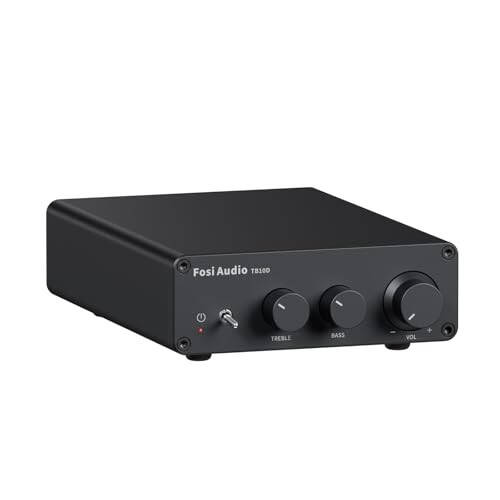 Fosi Audio TB10D 2 Channel Stereo Amplifier, Class D Mini Power Integrated Amplifiers 600W for Passive Speakers/Bass Shaker, Home Audio Component Desktop Amp Receiver TPA3255 with Bass Treble Control - 1