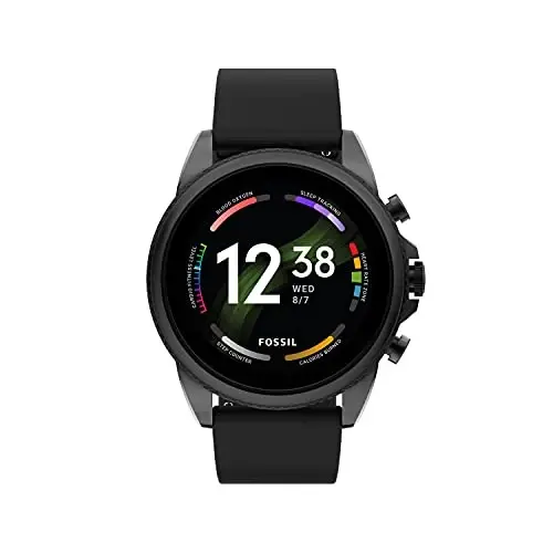 Fossil Erkaklar Gen 6 44mm Zanglamaydigan Po'lat va Silikon Sensorli Ekranli Aqlli Soat, Rang: Qora (Model: FTW4061V) - 1