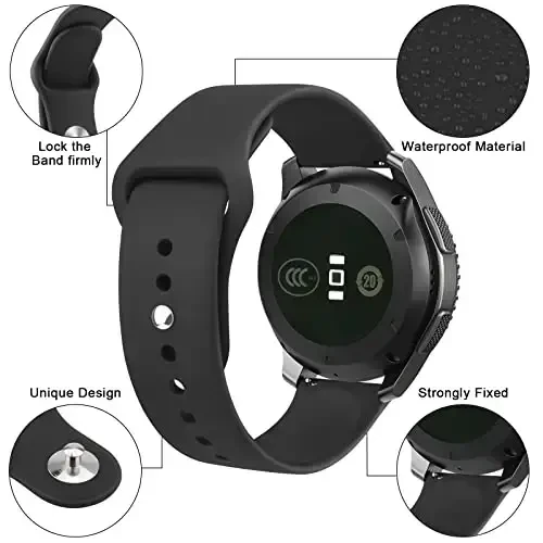 Fossil erkaklar Gen 6/5E 44mm/Gen 5 Carlyle/Garrett/Ayollar Julianna Smart Watch uchun silikon tasma, 22mm sozlanishi mumkin bo'lgan yumshoq silikon sport tasmali ayollar uchun almashtirish tasmasi (qora) - 3