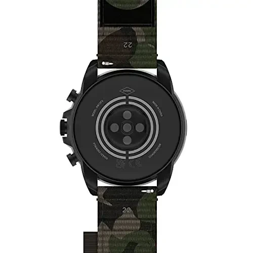 Fossil erkaklar uchun Gen 6 44mm zanglamaydigan po'lat va пробkа sensorli ekranli aqlli soat, zanglamaydigan po'lat, rangi: qora, kamuflaj (Model: FTW4063V) - 4