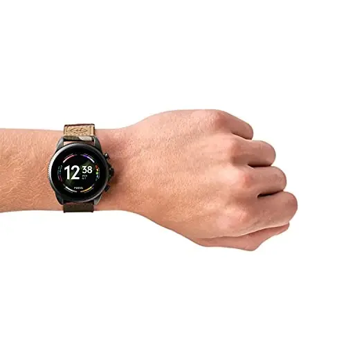 Fossil erkaklar uchun Gen 6 44mm zanglamaydigan po'lat va пробkа sensorli ekranli aqlli soat, zanglamaydigan po'lat, rangi: qora, kamuflaj (Model: FTW4063V) - 5