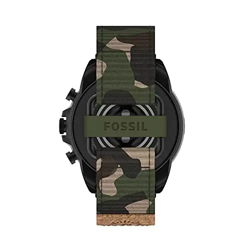 Fossil Men's Gen 6 44mm Stainless Steel and Cork Touchscreen Smart Watch, Stainless steel, Color: Black, Camo (Model: FTW4063V) - 3