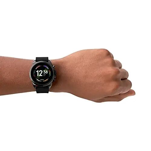 Fossil Men's Gen 6 44mm Stainless Steel and Silicone Touchscreen Smart Watch, Color: Black (Model: FTW4061V) - 5