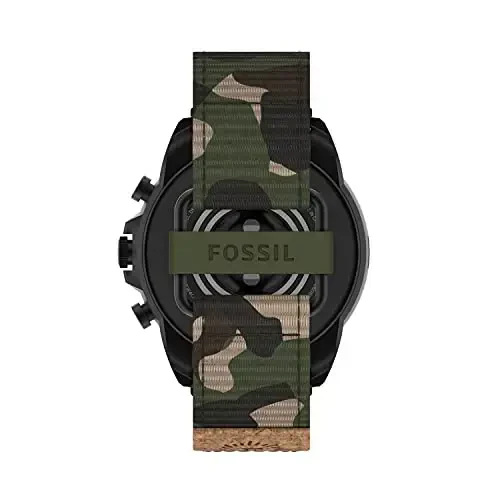 Fossil Men's Gen 6 44mm Stainless Steel and Cork Touchscreen Smart Watch, Stainless steel, Color: Black, Camo (Model: FTW4063V) - 3