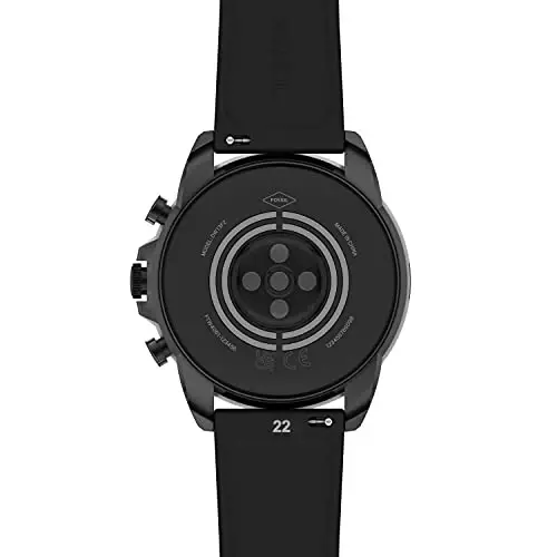 Fossil Men's Gen 6 44mm Stainless Steel and Silicone Touchscreen Smart Watch, Color: Black (Model: FTW4061V) - 4