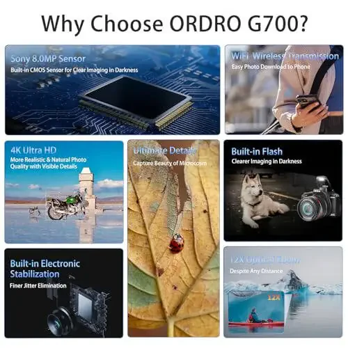 Foto va video uchun 4K raqamli kamera, 12X optik zumli aylanuvchi ekranli kamera, 64MP WiFi sensorli ekranli vlogging kamerasi, 64GB SD karta, 1700mAH batareya - qora - 4