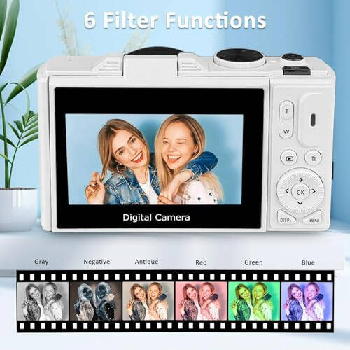 64MP Digital Camera for Photography and Video: 4K Vlogging Camera for YouTube with 3'' Flip Screen and 32GB TF Card, 16X Zoom Digital Camera for Gift (White) - 5