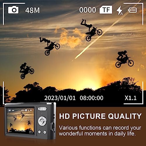 Fotoğrafçılık İçin 4K Dijital Kamera, SD Kartlı 48MP Vlogging Kamerası, 3'' IPS Ekranlı Kompakt Kamera Flaşlı, 18X Dijital Zoomlu Seyahat Kamerası (2 Pil) - 4