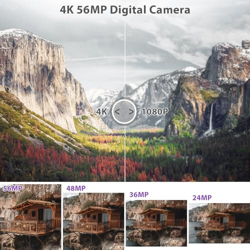 Fotografiya uchun raqamli kamera, 4K 48MP Vlogging kamerasi YouTube uchun WiFi bilan, 3 dyuymli 180 graduslik aylanuvchi ekran, 16X raqamli zum, 52 mm keng burchak va makro obyektiv, 32GB TF karta va 2 batareya (binafsha) - 2