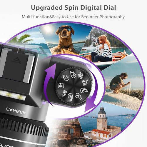 Fotografiya uchun raqamli kamera, 4K 48MP Vlogging kamerasi YouTube uchun WiFi bilan, 3 dyuymli 180 graduslik aylanuvchi ekran, 16X raqamli zum, 52 mm keng burchak va makro obyektiv, 32GB TF karta va 2 batareya (binafsha) - 5