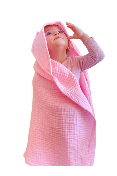 Four-Layer Muslin Hooded Baby Child Towel Swaddle Bath Towel Cotton Beach Towel Poncho 4 Layers - 7