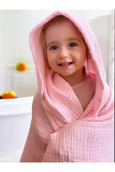 Four-Layer Muslin Hooded Baby Child Towel Swaddle Bath Towel Cotton Beach Towel Poncho 4 Layers - 1