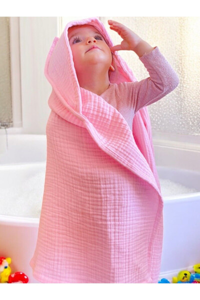 Four-Layer Muslin Hooded Baby Child Towel Swaddle Bath Towel Cotton Beach Towel Poncho 4 Layers - 2