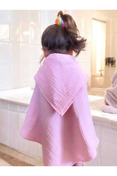 Four-Layer Muslin Hooded Baby Child Towel Swaddle Bath Towel Cotton Beach Towel Poncho 4 Layers - 3