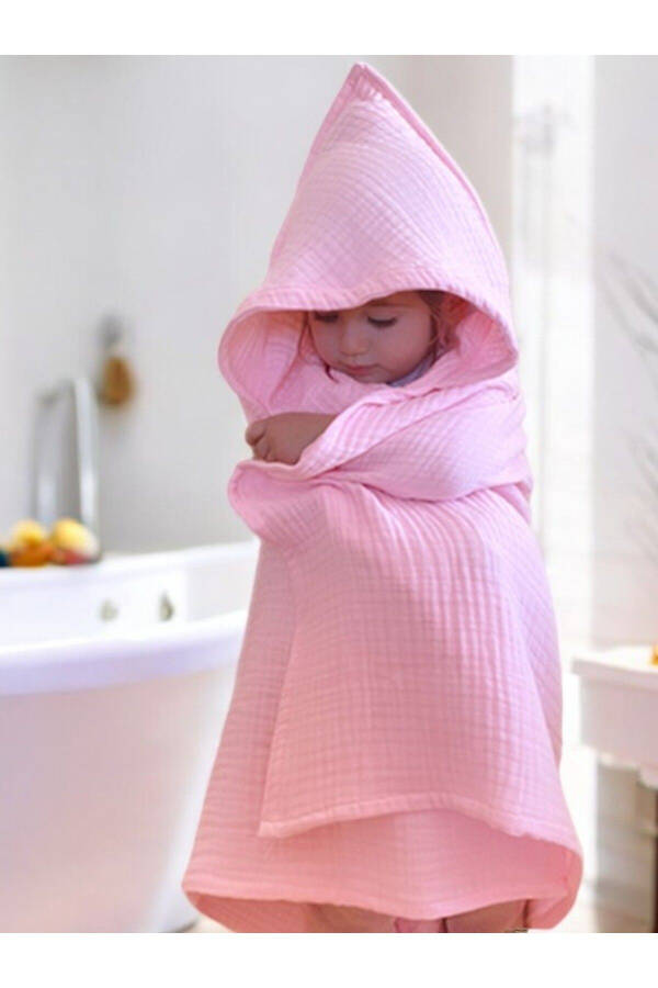 Four-Layer Muslin Hooded Baby Child Towel Swaddle Bath Towel Cotton Beach Towel Poncho 4 Layers - 4