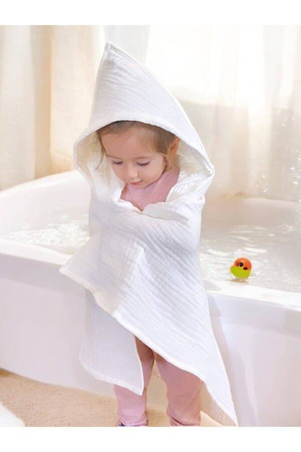 Four-Layer Muslin Hooded Baby Child Towel Swaddle Bath Towel Cotton Beach Towel Poncho 4 Layers - 1