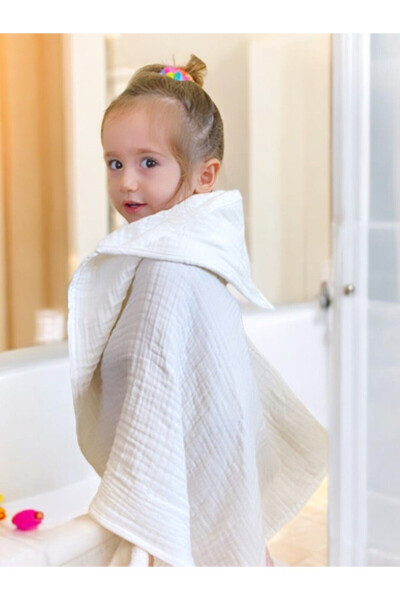 Four-Layer Muslin Hooded Baby Child Towel Swaddle Bath Towel Cotton Beach Towel Poncho 4 Layers - 3