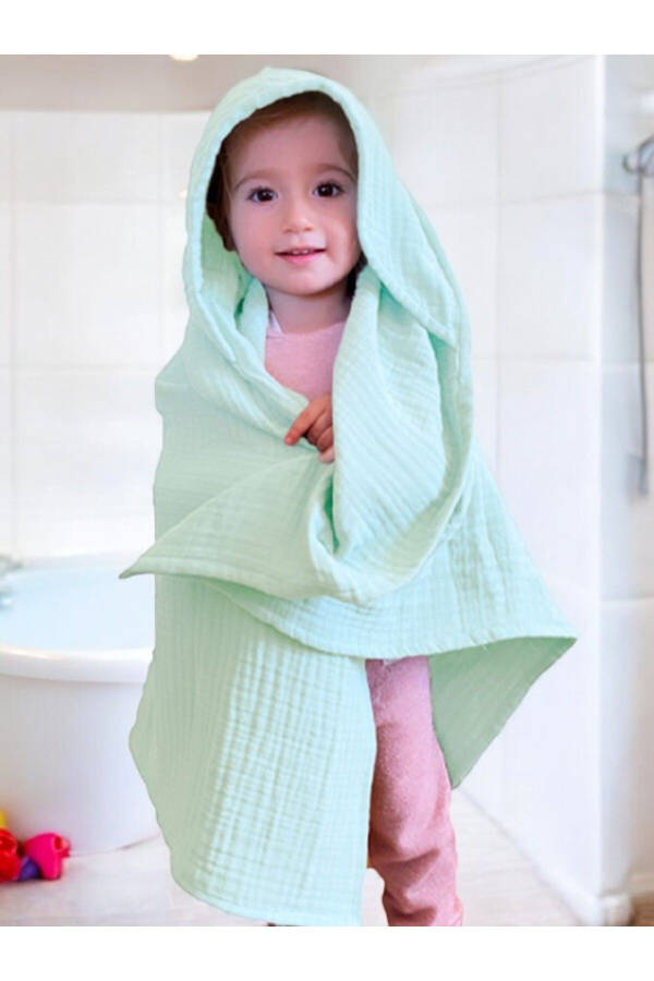 Four-Layer Muslin Hooded Baby Kid Towel Swaddle Bath Towel Cotton Beach Towel Poncho 4-Layer - 1