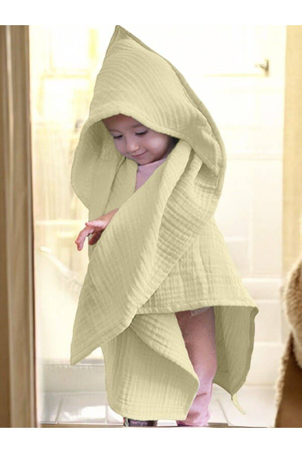 Four-Layer Muslin Hooded Baby Toddler Towel Swaddle Bath Towel Cotton Beach Towel Poncho 4-Layer - 1