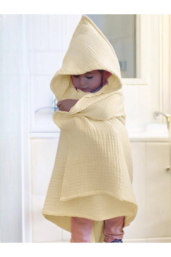 Four-Layer Muslin Hooded Baby Toddler Towel Swaddle Bath Towel Cotton Beach Towel Poncho 4-Layer - 2