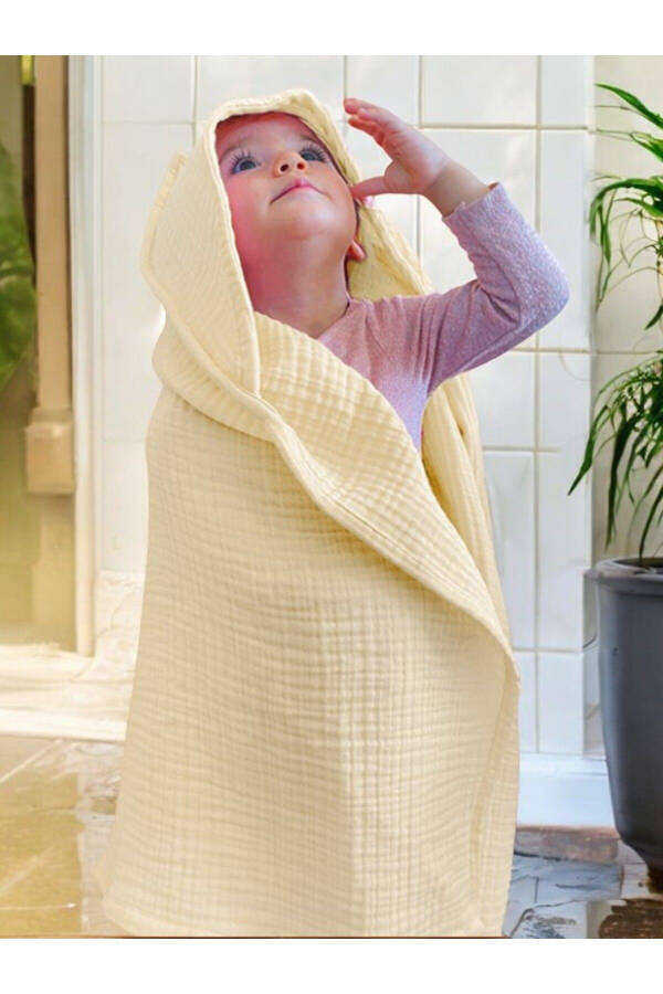 Four-Layer Muslin Hooded Baby Toddler Towel Swaddle Bath Towel Cotton Beach Towel Poncho 4-Layer - 4