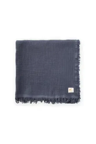 Four Layer Tassel Blanket 80X120 Cm Anthracite-ANTHRACITE - 1