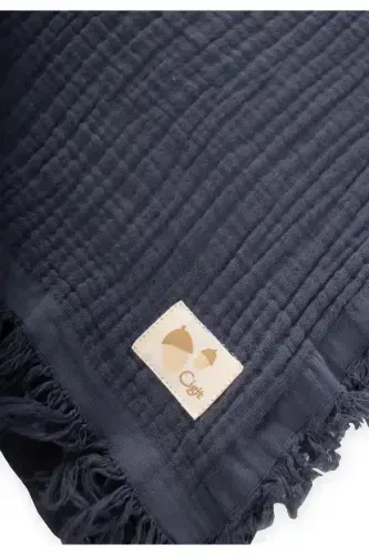 Four Layer Tassel Blanket 80X120 Cm Anthracite-ANTHRACITE - 3