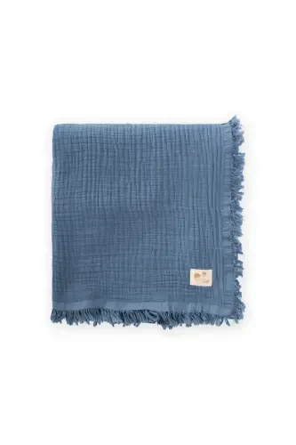 Four-Layer Tassel Blanket 80X120 Cm Indigo Blue-INDIGO BLUE - 1