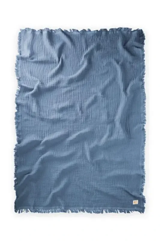 Four-Layer Tassel Blanket 80X120 Cm Indigo Blue-INDIGO BLUE - 2