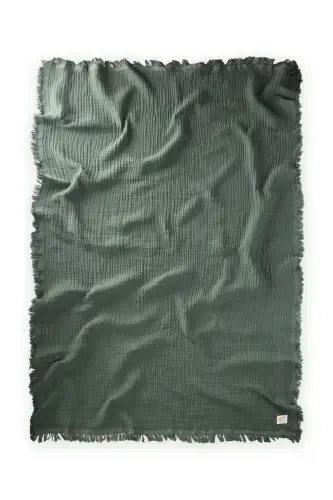 Four-Layer Tassel Blanket 80X120 Cm Khaki Green-KHAKI GREEN - CIGIT (1)