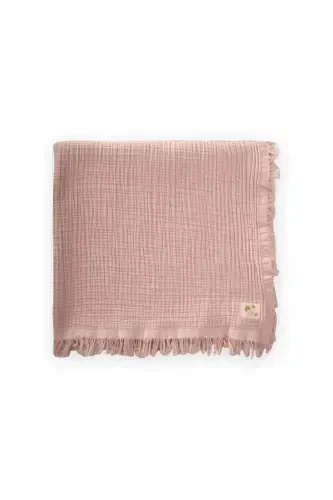 Four Layer Tasseled Blanket 80X120 Cm Powder Pink-POWDER PINK - 1