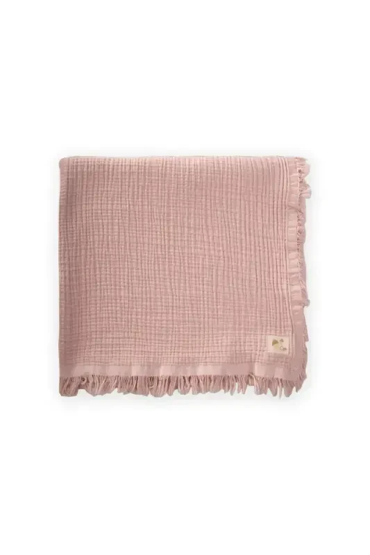 Four Layer Tasseled Blanket 80X120 Cm Powder Pink-POWDER PINK - 1