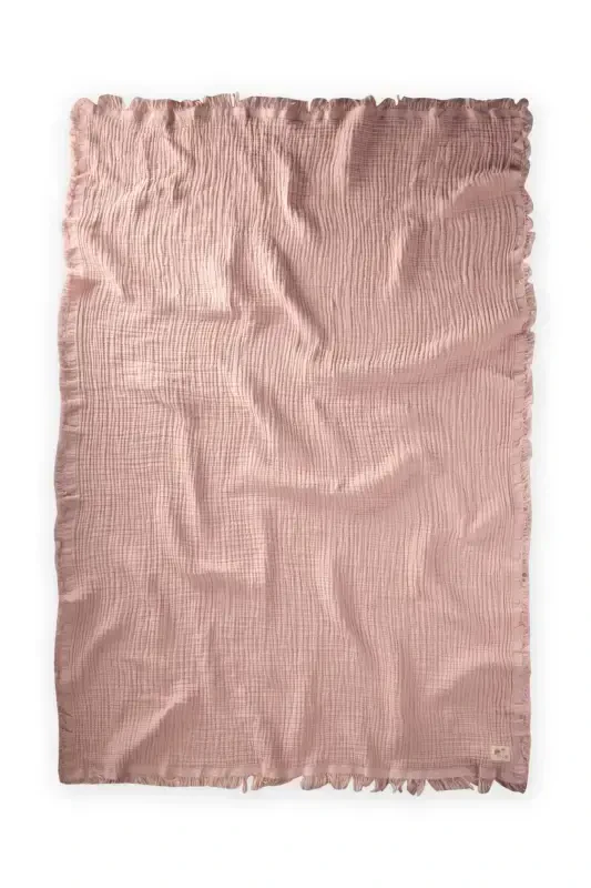 Four Layer Tasseled Blanket 80X120 Cm Powder Pink-POWDER PINK - 2