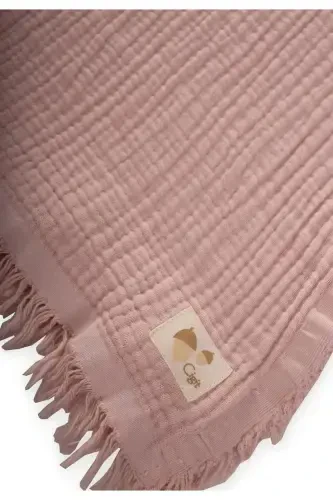 Four Layer Tasseled Blanket 80X120 Cm Powder Pink-POWDER PINK - 3