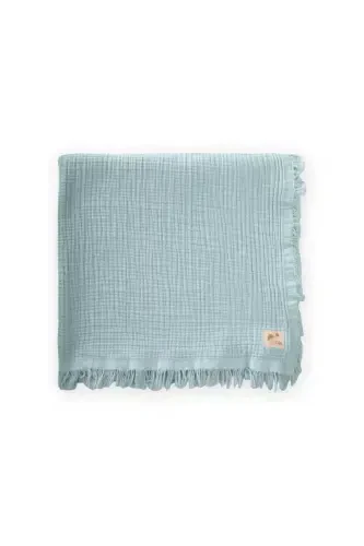 Four-Ply Tasseled Blanket 80X120 Cm Mint Green-MINT GREEN - 1