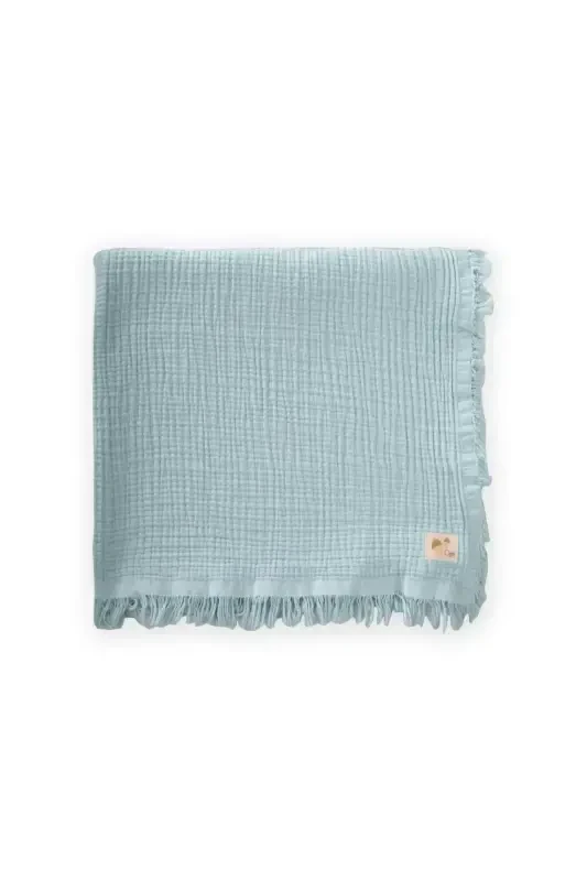 Four-Ply Tasseled Blanket 80X120 Cm Mint Green-MINT GREEN - 1