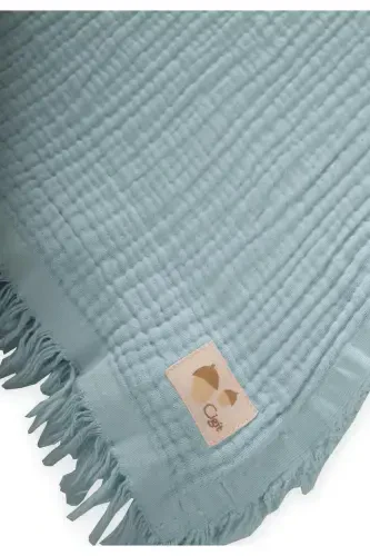 Four-Ply Tasseled Blanket 80X120 Cm Mint Green-MINT GREEN - 3