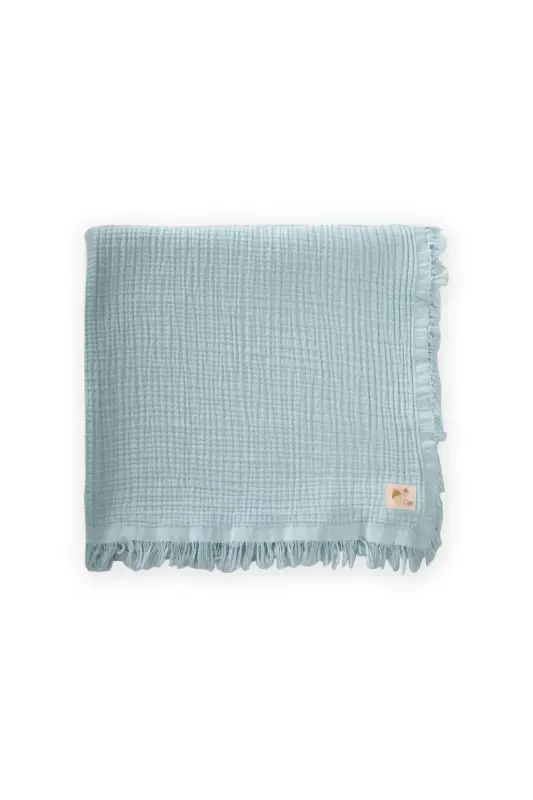 Four-Ply Tasseled Blanket 80X120 Cm Mint Green-MINT GREEN - CIGIT