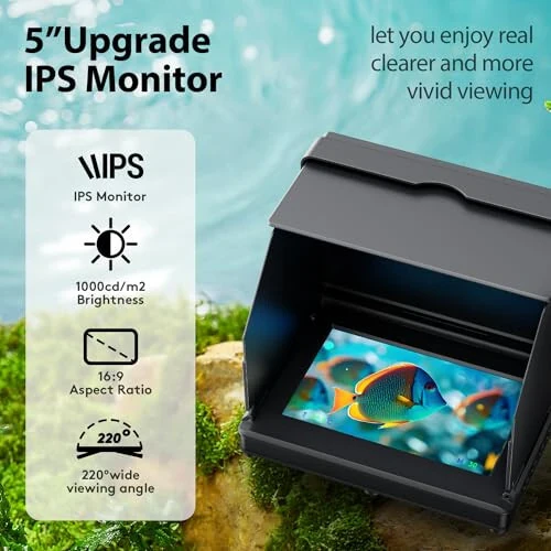 Fourq Su Osti Baliq Ovlash Kamerasi, Baliq Ovlash Kamerasi Muz, 5 dyuym Yuqori Aniqlik, Yuqori Yorqinlik, LCD Displey, 10000mah Li-Batareya, 100 fut Kabel va suv osti tadqiqoti uchun 4 dona Ir chiroqlari Muz Baliq Ovi - 4